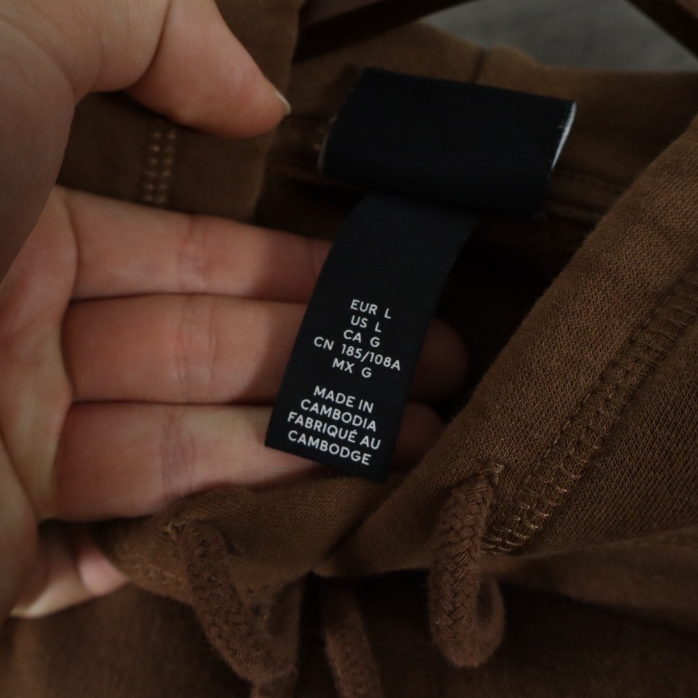 H&M Relaxed Fit Hoodie Large Brown Essential Pullover Sweatshirt - Picture 4 of 7